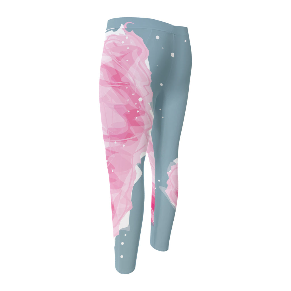 Sweet Cotton Candy Print Men's Compression Pants