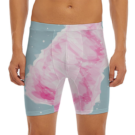 Sweet Cotton Candy Print Men's Long Boxer Briefs