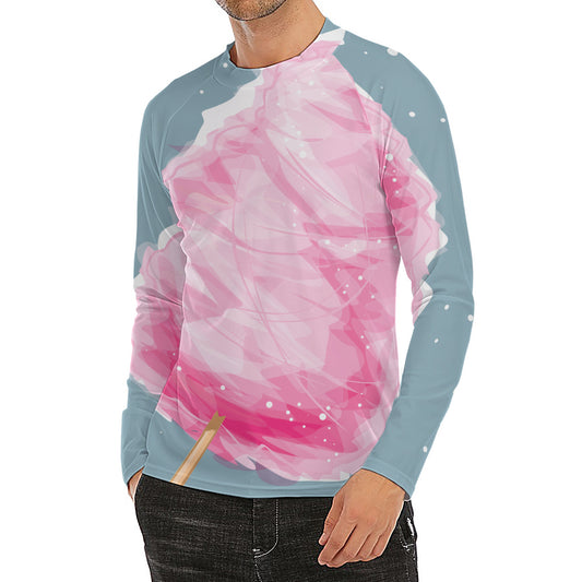 Sweet Cotton Candy Print Men's Long Sleeve Rash Guard