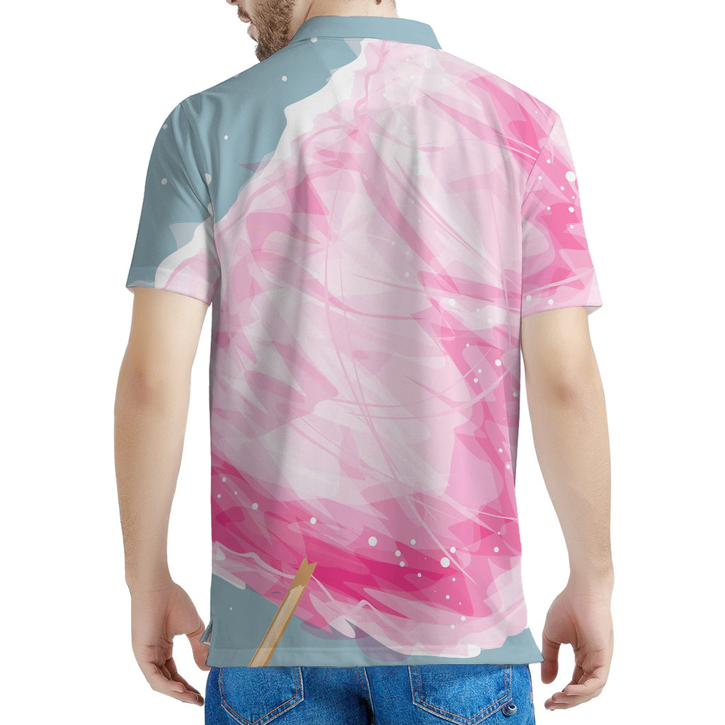Sweet Cotton Candy Print Men's Polo Shirt