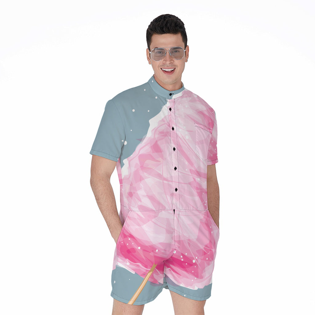 Sweet Cotton Candy Print Men's Rompers