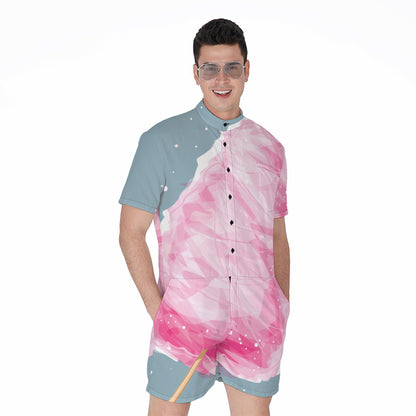 Sweet Cotton Candy Print Men's Rompers