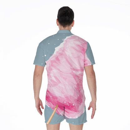 Sweet Cotton Candy Print Men's Rompers