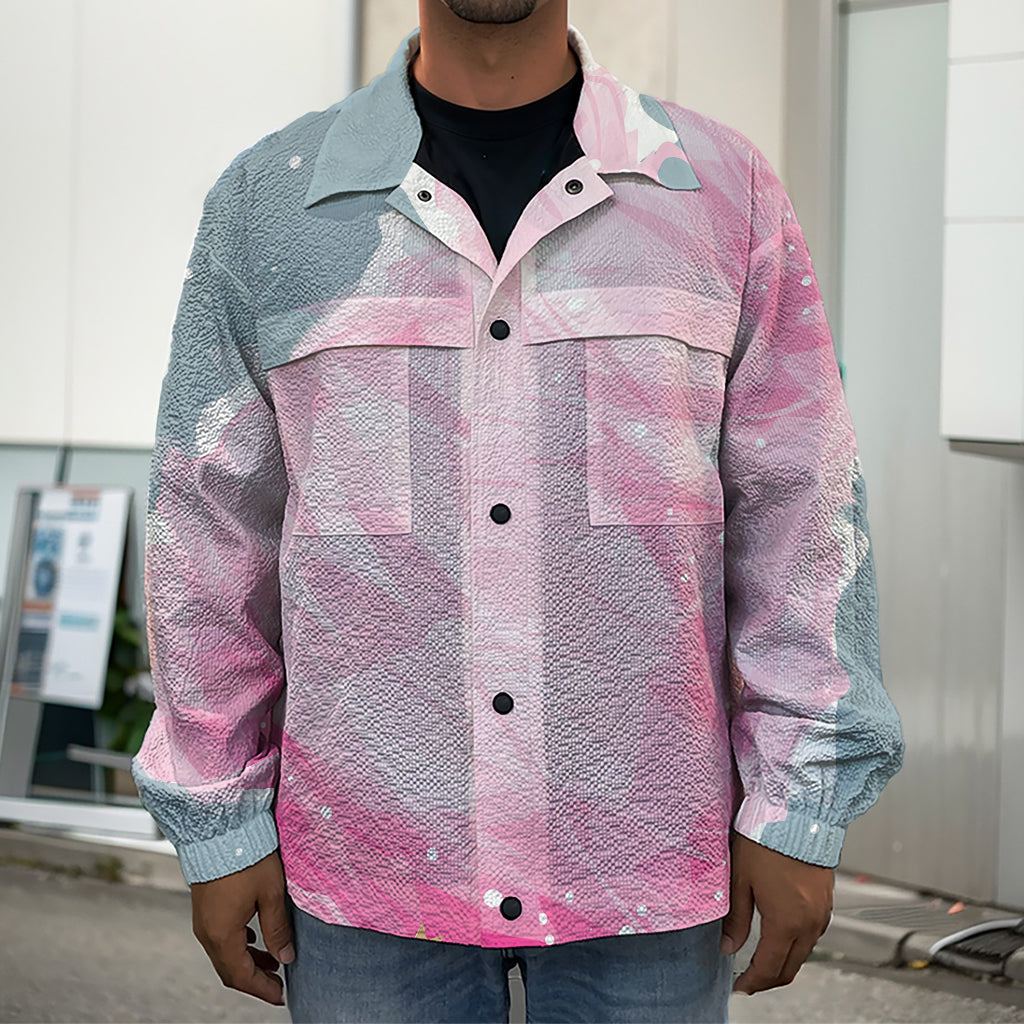 Sweet Cotton Candy Print Men's Shirt Jacket