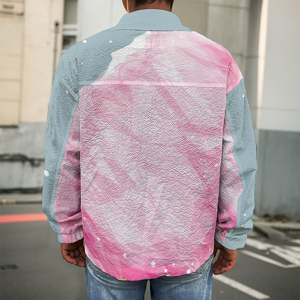 Sweet Cotton Candy Print Men's Shirt Jacket