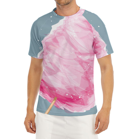 Sweet Cotton Candy Print Men's Short Sleeve Rash Guard