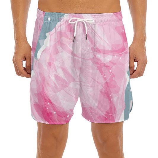 Sweet Cotton Candy Print Men's Split Running Shorts