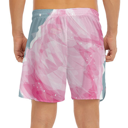 Sweet Cotton Candy Print Men's Split Running Shorts