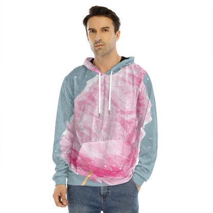 Sweet Cotton Candy Print Men's Velvet Pullover Hoodie