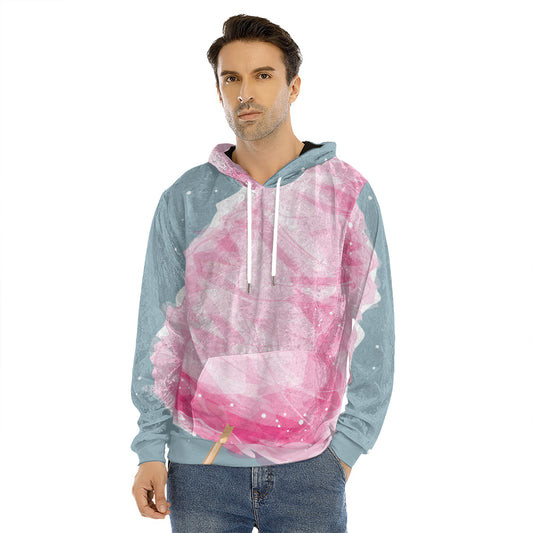 Sweet Cotton Candy Print Men's Velvet Pullover Hoodie
