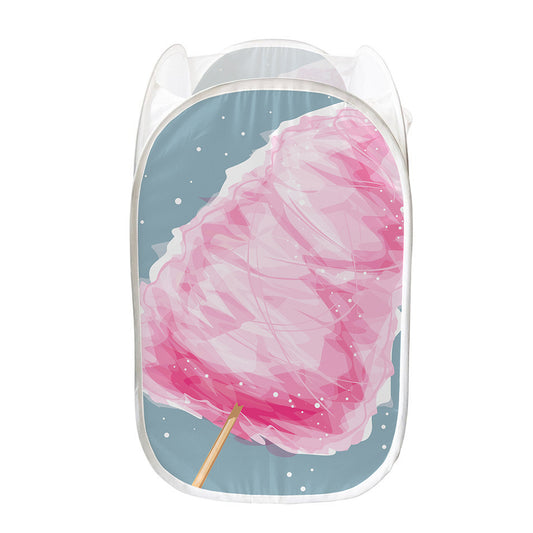 Sweet Cotton Candy Print Mesh Laundry Hamper