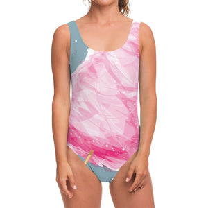 Sweet Cotton Candy Print One Piece Swimsuit