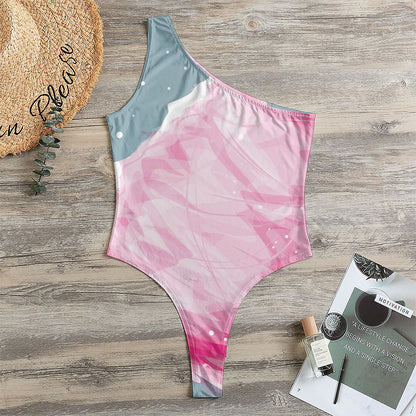 Sweet Cotton Candy Print One Shoulder Bodysuit