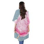 Sweet Cotton Candy Print Open Front Beach Cover Up