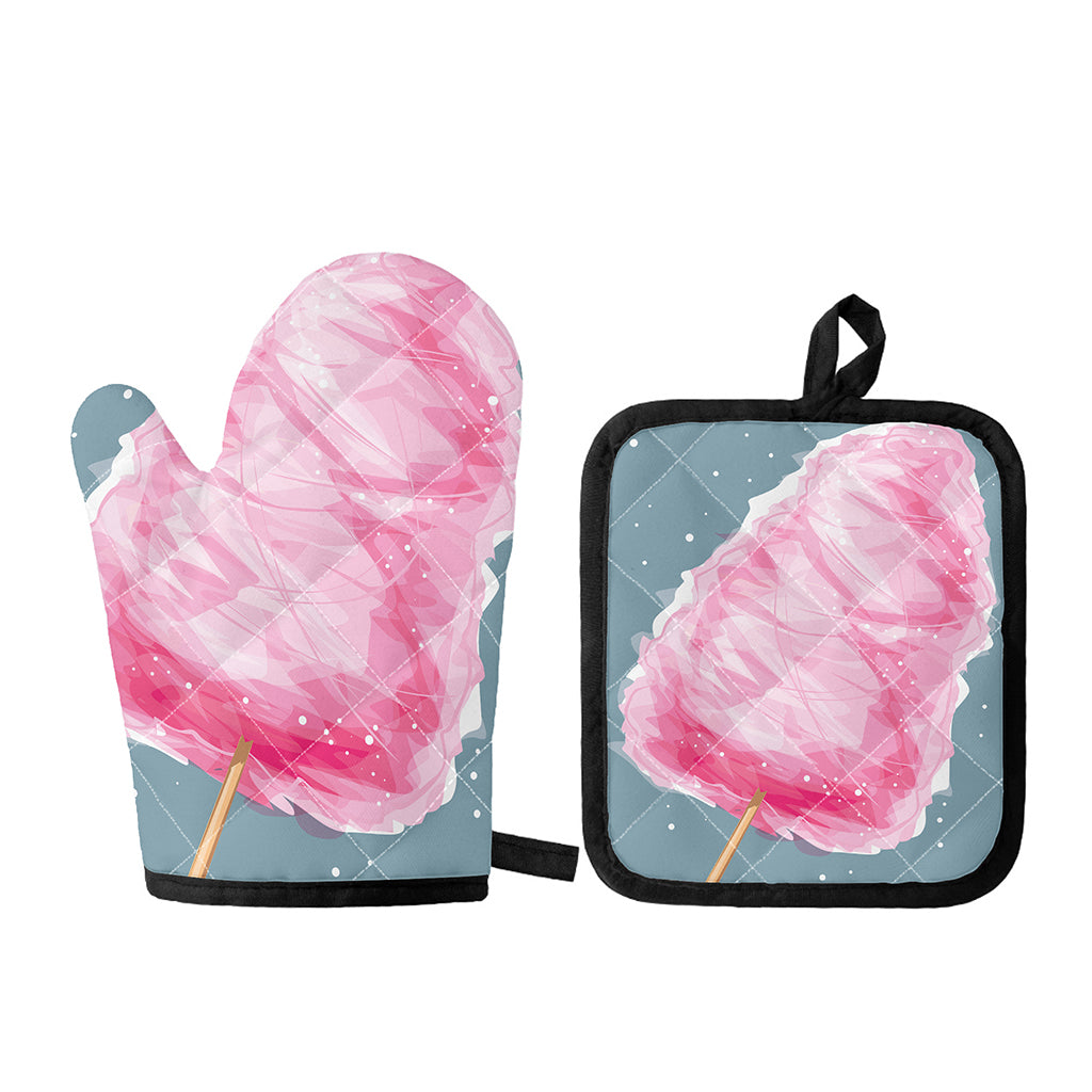 Sweet Cotton Candy Print Oven Mitt And Pot Holder Set