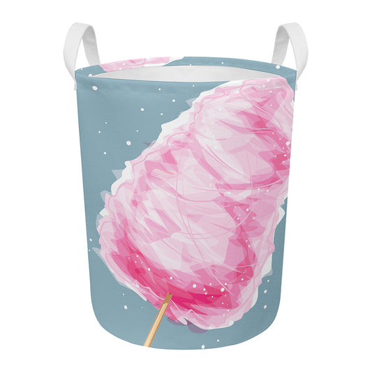 Sweet Cotton Candy Print Round Laundry Basket