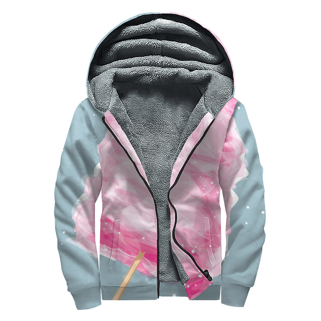 Sweet Cotton Candy Print Sherpa Lined Zip Up Hoodie