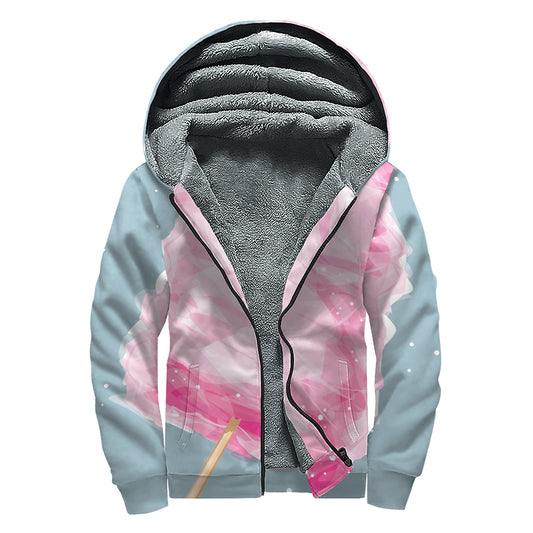 Sweet Cotton Candy Print Sherpa Lined Zip Up Hoodie