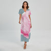 Sweet Cotton Candy Print Short Sleeve Maxi Dress