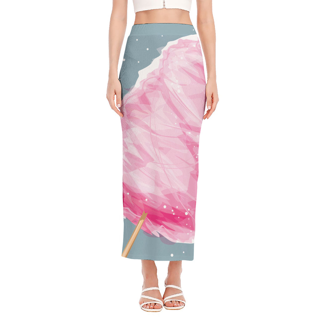 Sweet Cotton Candy Print Side Slit Maxi Skirt