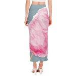 Sweet Cotton Candy Print Side Slit Maxi Skirt