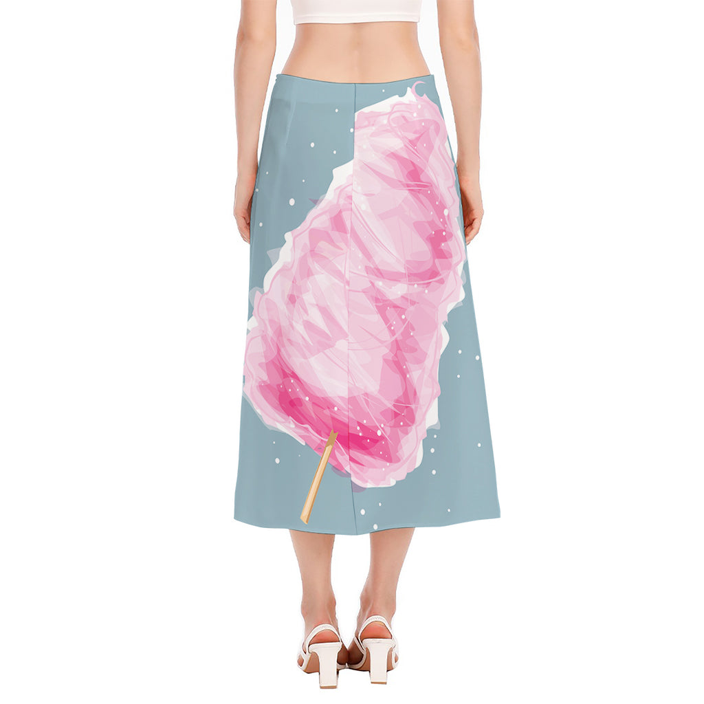 Sweet Cotton Candy Print Side Slit Midi Skirt