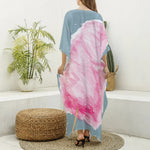 Sweet Cotton Candy Print Silk V-Neck Kaftan Dress