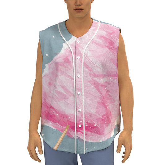 Sweet Cotton Candy Print Sleeveless Baseball Jersey