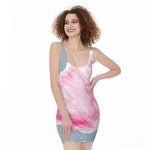 Sweet Cotton Candy Print Sleeveless Bodycon Dress