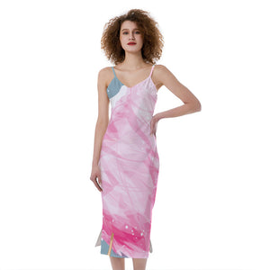 Sweet Cotton Candy Print Slim Fit Midi Cami Dress