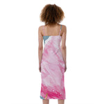 Sweet Cotton Candy Print Slim Fit Midi Cami Dress