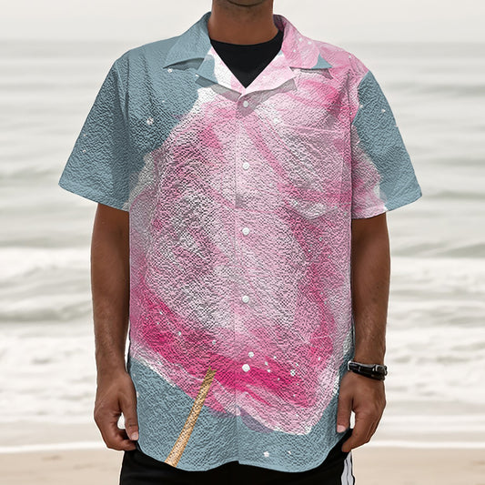 Sweet Cotton Candy Print Textured Short Sleeve Shirt