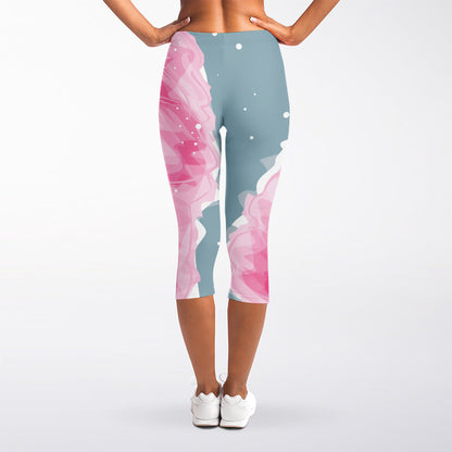 Sweet Cotton Candy Print Women's Capri Leggings
