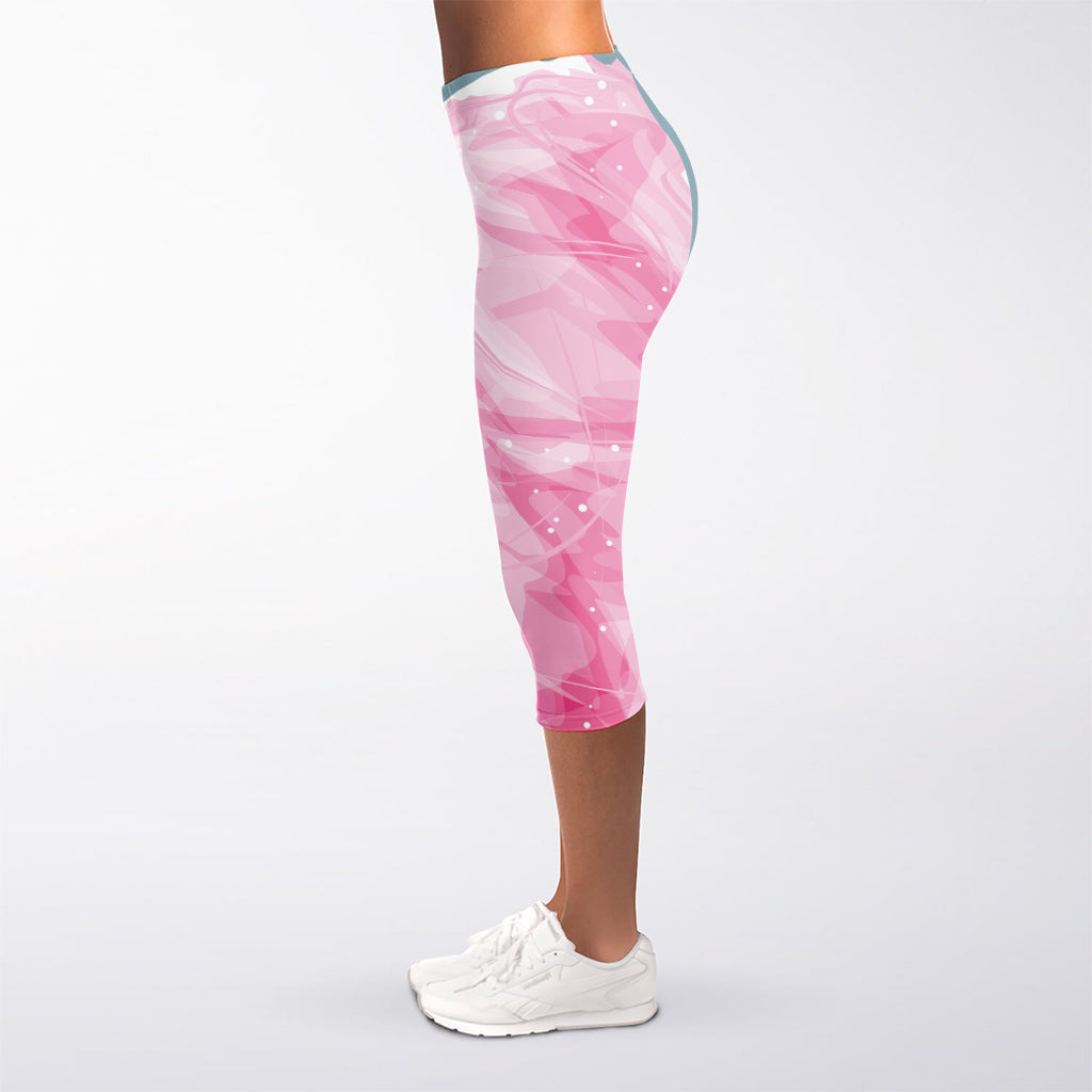 Sweet Cotton Candy Print Women's Capri Leggings