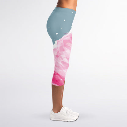 Sweet Cotton Candy Print Women's Capri Leggings