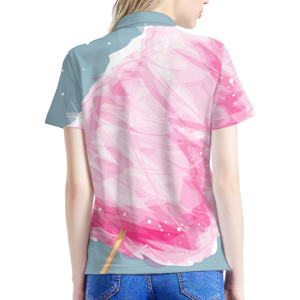 Sweet Cotton Candy Print Women's Polo Shirt