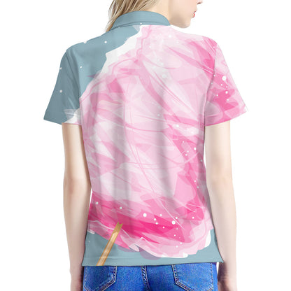 Sweet Cotton Candy Print Women's Polo Shirt