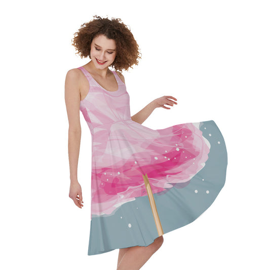 Sweet Cotton Candy Print Women's Sleeveless Dress