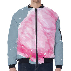 Sweet Cotton Candy Print Zip Sleeve Bomber Jacket