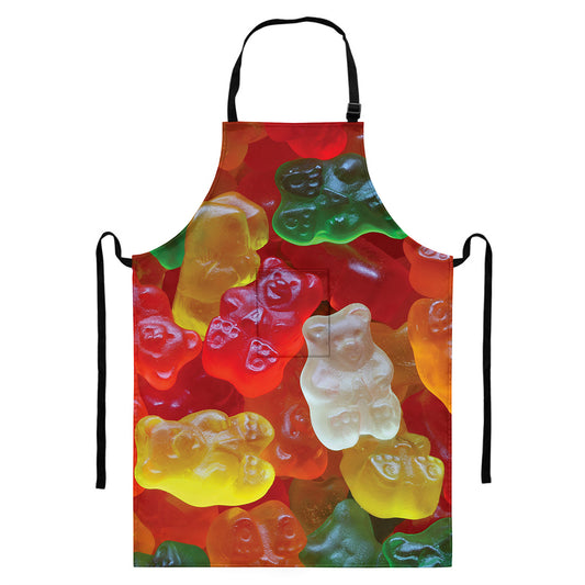 Sweet Gummy Bear Print Bib Apron With Pocket