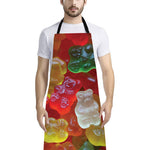 Sweet Gummy Bear Print Bib Apron With Pocket