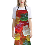 Sweet Gummy Bear Print Bib Apron With Pocket