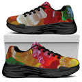 Sweet Gummy Bear Print Black Chunky Shoes