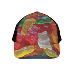 Sweet Gummy Bear Print Black Mesh Trucker Cap