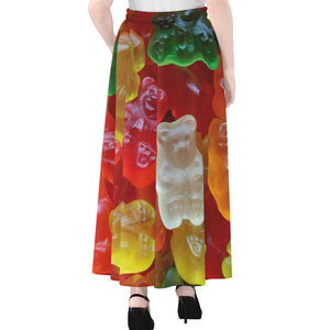 Sweet Gummy Bear Print Chiffon Maxi Skirt