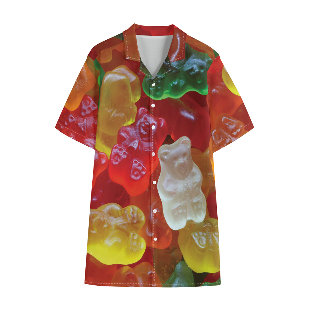 Sweet Gummy Bear Print Cotton Hawaiian Shirt