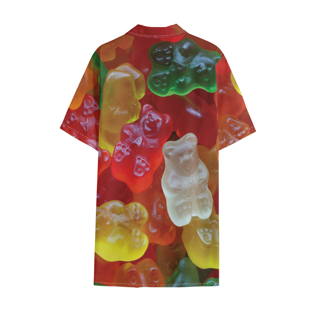 Sweet Gummy Bear Print Cotton Hawaiian Shirt
