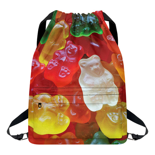 Sweet Gummy Bear Print Drawstring Backpack