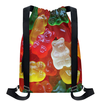 Sweet Gummy Bear Print Drawstring Backpack