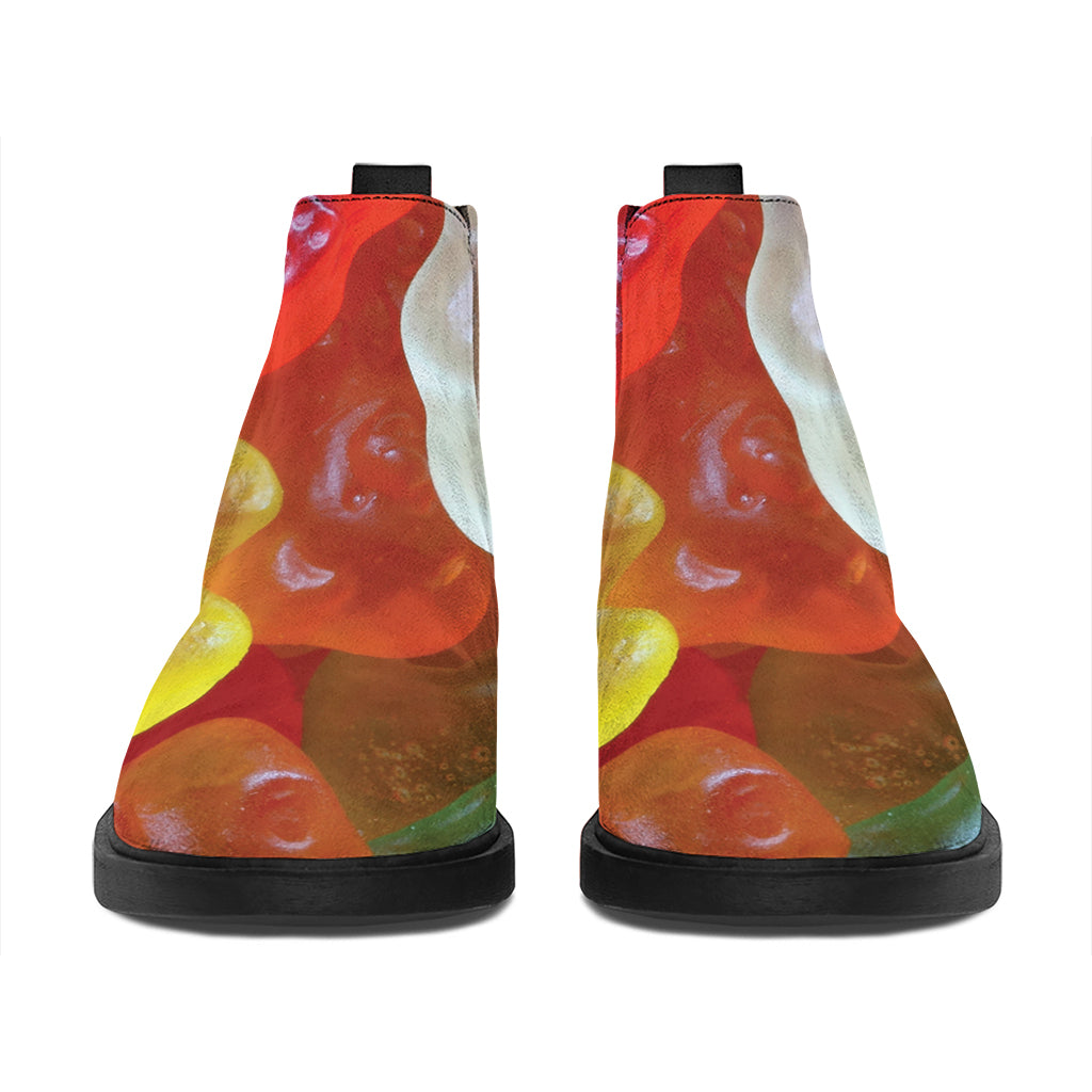 Sweet Gummy Bear Print Flat Ankle Boots